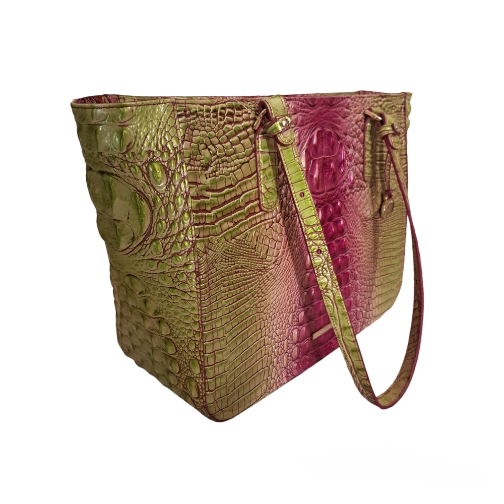 Brahmin Ashlee Limeade Ombre Melbourne Genuine Leather Tote Bag - Picture 4 of 10